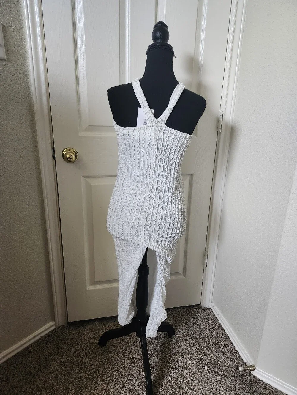 12th Tribe White Textured Halter Midi Dress - Women